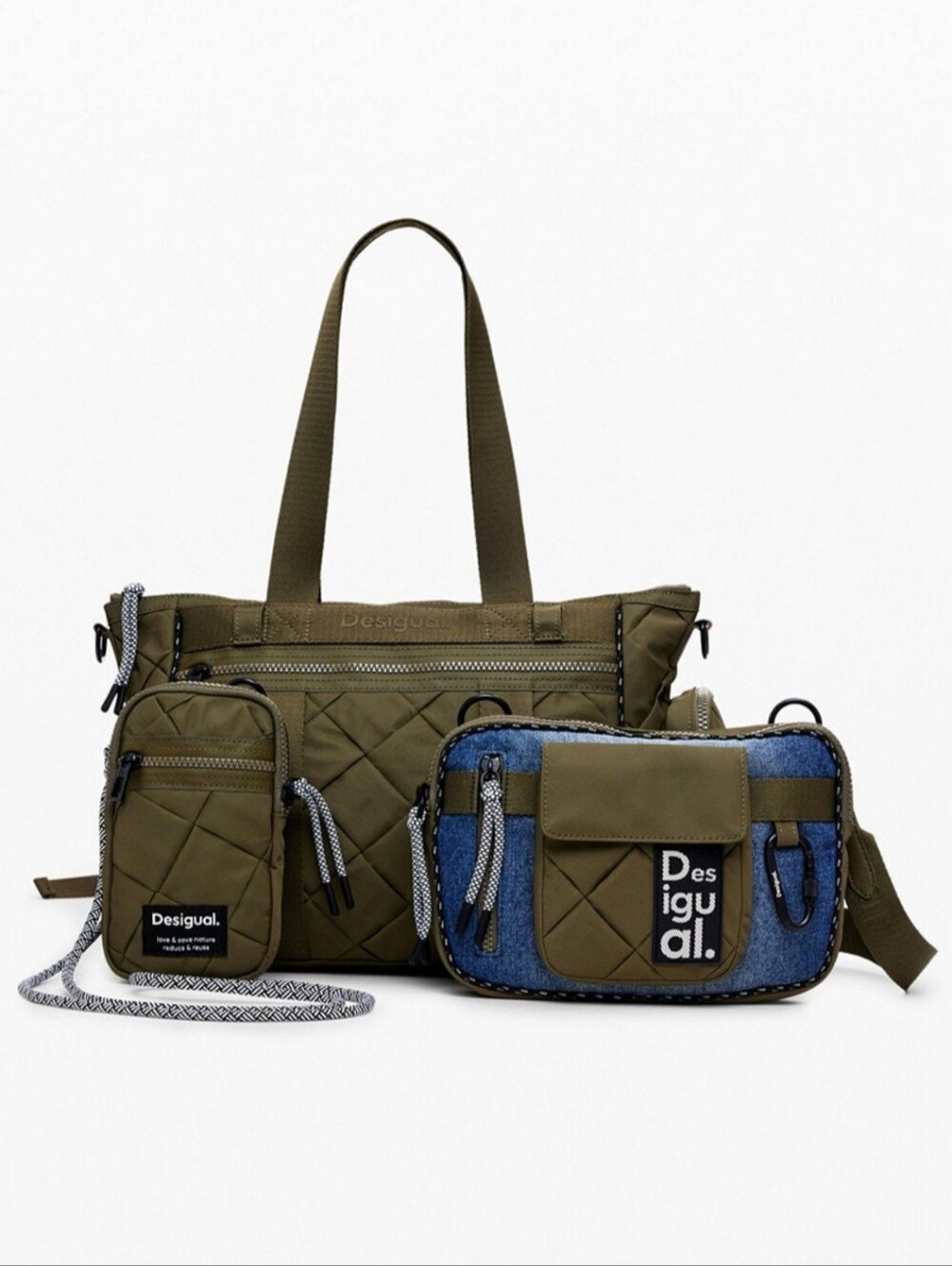 Desigual Olive Green Voyager Bowling Bag